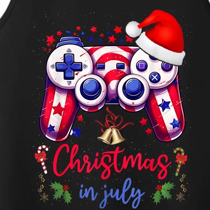 Christmas In July Funny Game Controller Lovers Men Women Performance Tank