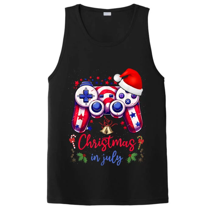 Christmas In July Funny Game Controller Lovers Men Women Performance Tank