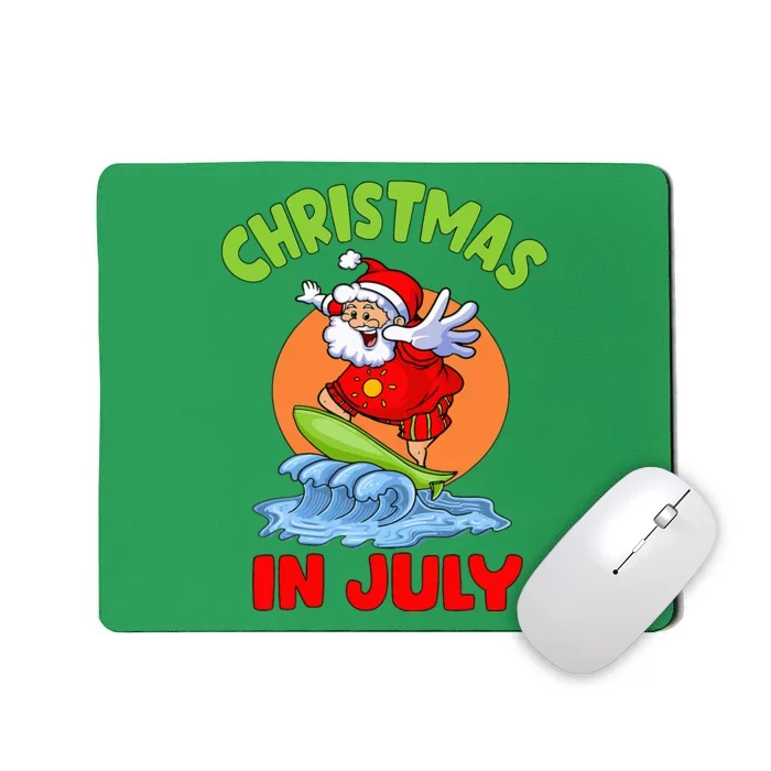 Christmas In July Santa Surfing Hawaiian Party Mousepad