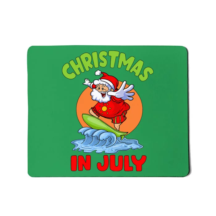 Christmas In July Santa Surfing Hawaiian Party Mousepad