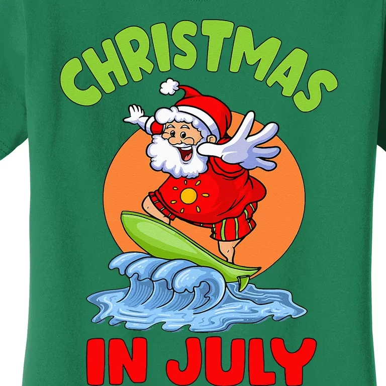 Christmas In July Santa Surfing Hawaiian Party Women's T-Shirt