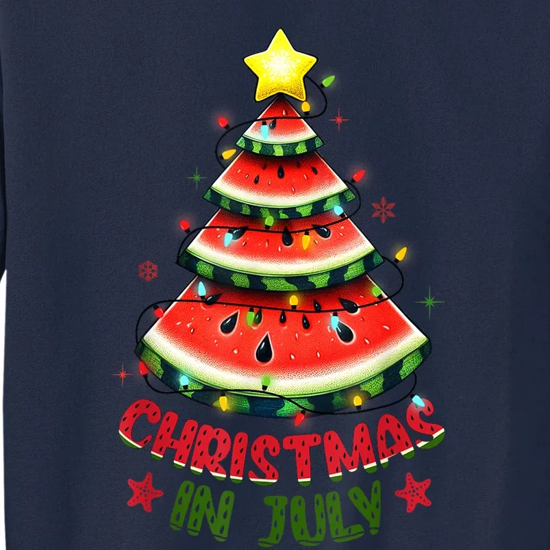 Christmas In July Watermelon Xmas Tree Tall Sweatshirt