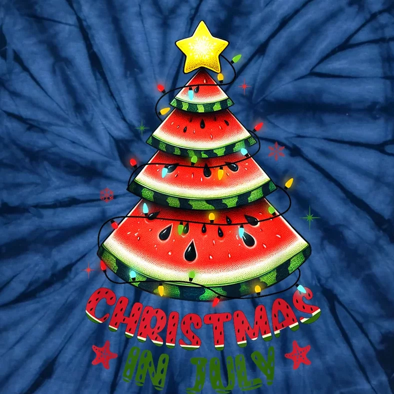 Christmas In July Watermelon Xmas Tree Tie-Dye T-Shirt