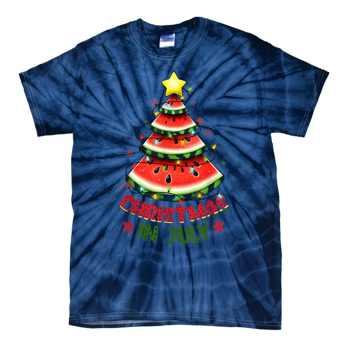 Christmas In July Watermelon Xmas Tree Tie-Dye T-Shirt