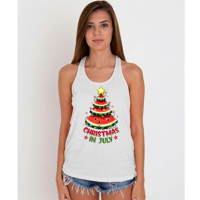 Christmas In July Watermelon Xmas Tree Women's Knotted Racerback Tank