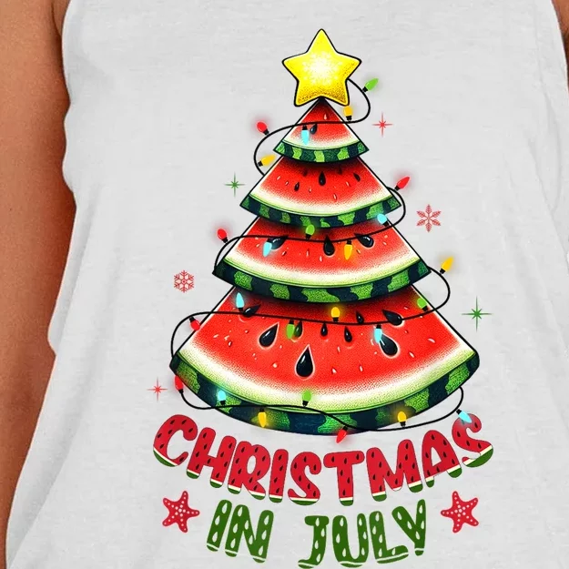 Christmas In July Watermelon Xmas Tree Women's Knotted Racerback Tank