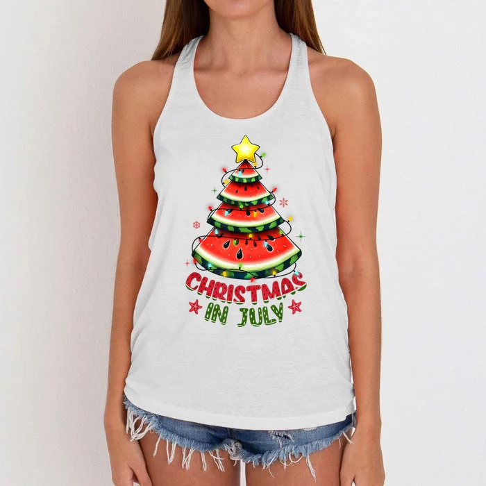 Christmas In July Watermelon Xmas Tree Women's Knotted Racerback Tank