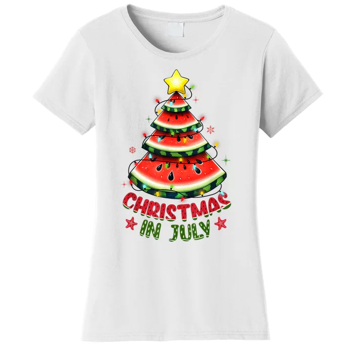 Christmas In July Watermelon Xmas Tree Women's T-Shirt