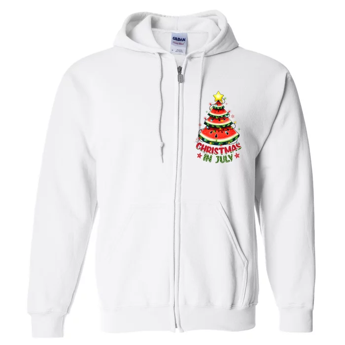 Christmas In July Watermelon Xmas Tree Full Zip Hoodie