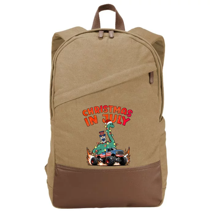 Christmas In July Monster Truck Loch Ness Monster Lawn Gnome Cotton Canvas Backpack