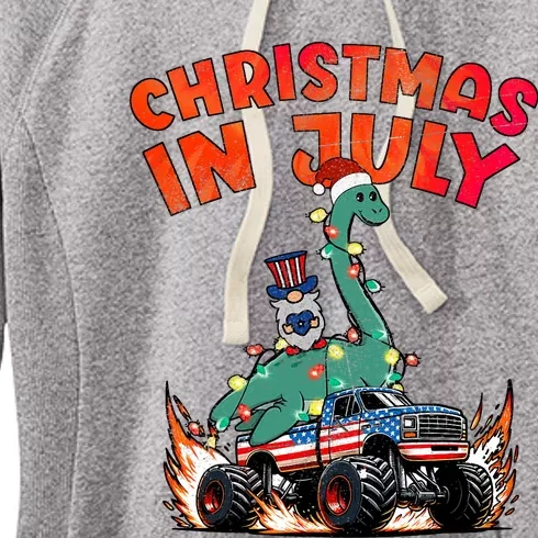 Christmas In July Monster Truck Loch Ness Monster Lawn Gnome Women's Fleece Hoodie