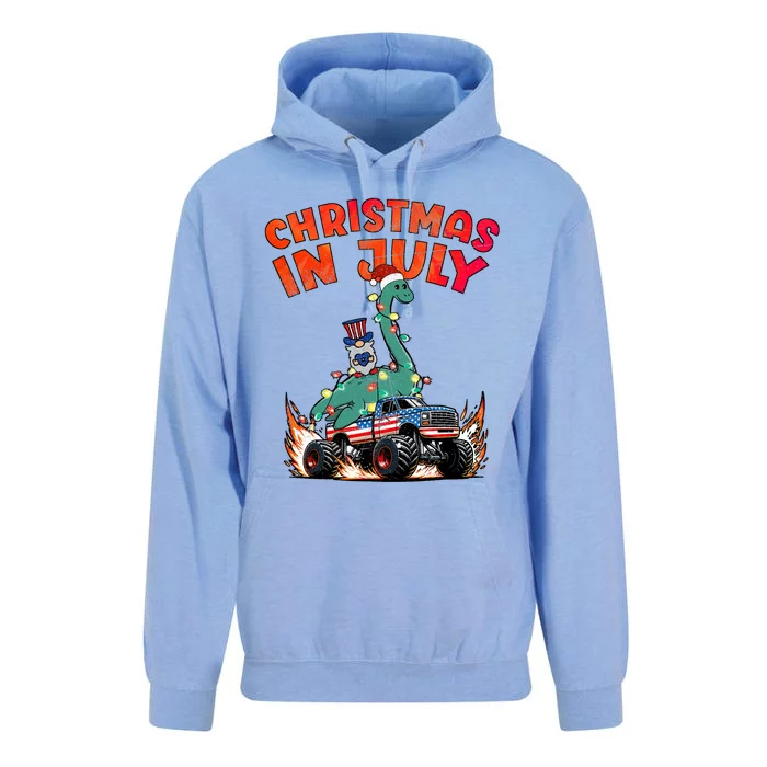 Christmas In July Monster Truck Loch Ness Monster Lawn Gnome Unisex Surf Hoodie