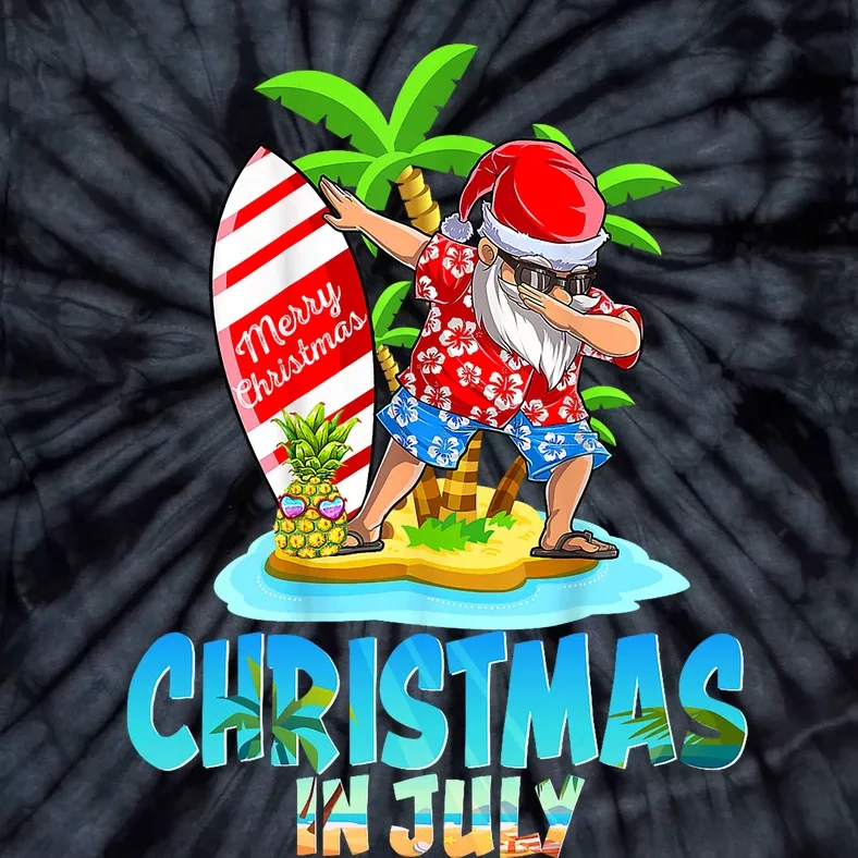 Christmas In July Santa Dab Hawaiian Summer Dabbing Surfing Tie-Dye T-Shirt