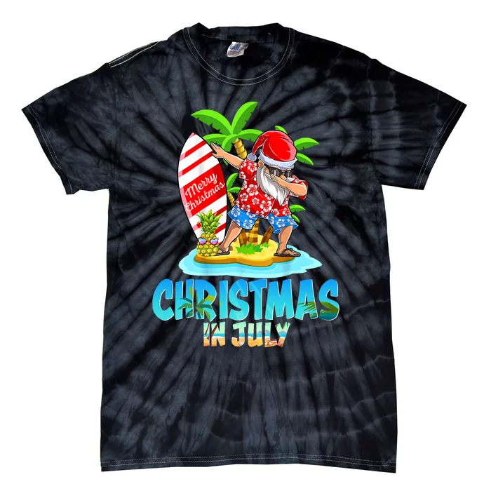 Christmas In July Santa Dab Hawaiian Summer Dabbing Surfing Tie-Dye T-Shirt