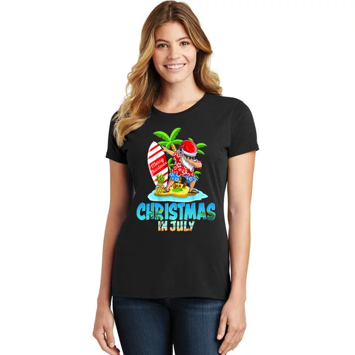 Christmas In July Santa Dab Hawaiian Summer Dabbing Surfing Women's T-Shirt