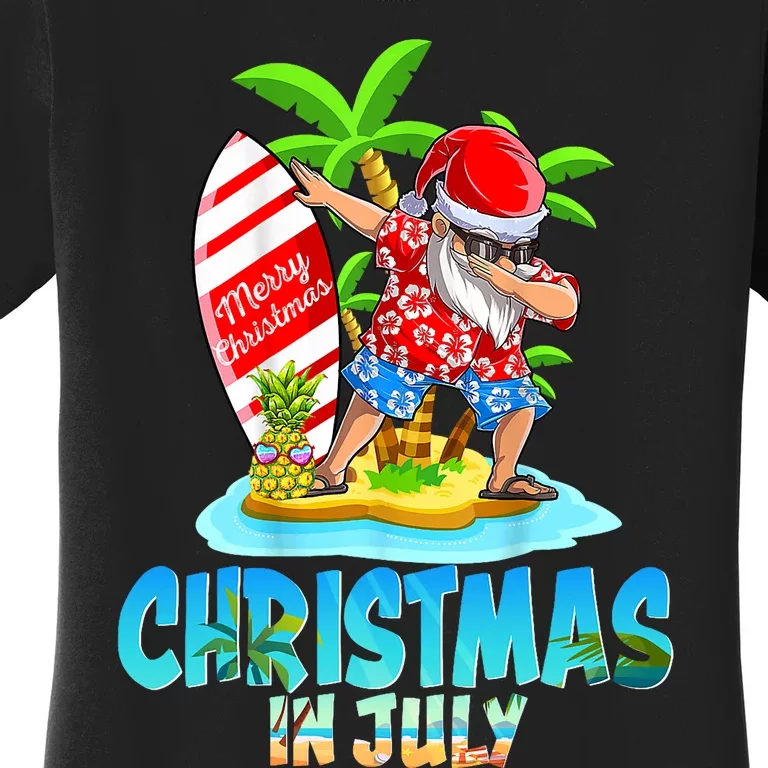 Christmas In July Santa Dab Hawaiian Summer Dabbing Surfing Women's T-Shirt