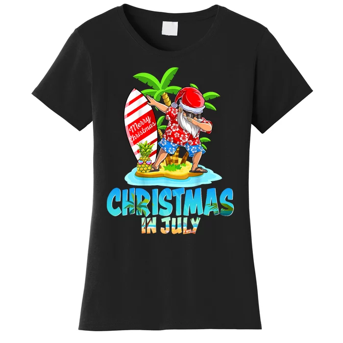 Christmas In July Santa Dab Hawaiian Summer Dabbing Surfing Women's T-Shirt