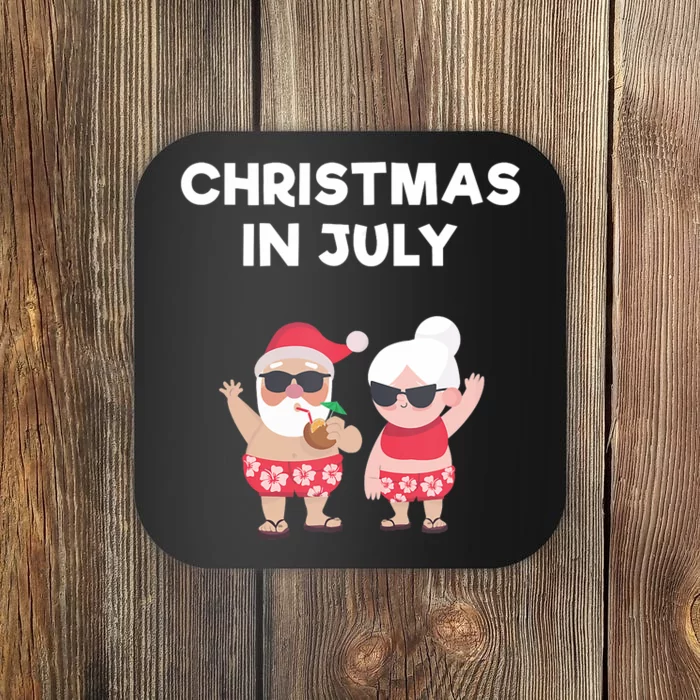 Christmas In July Funny Mr And Mrs Santa Claus Beach Tank Top Coaster