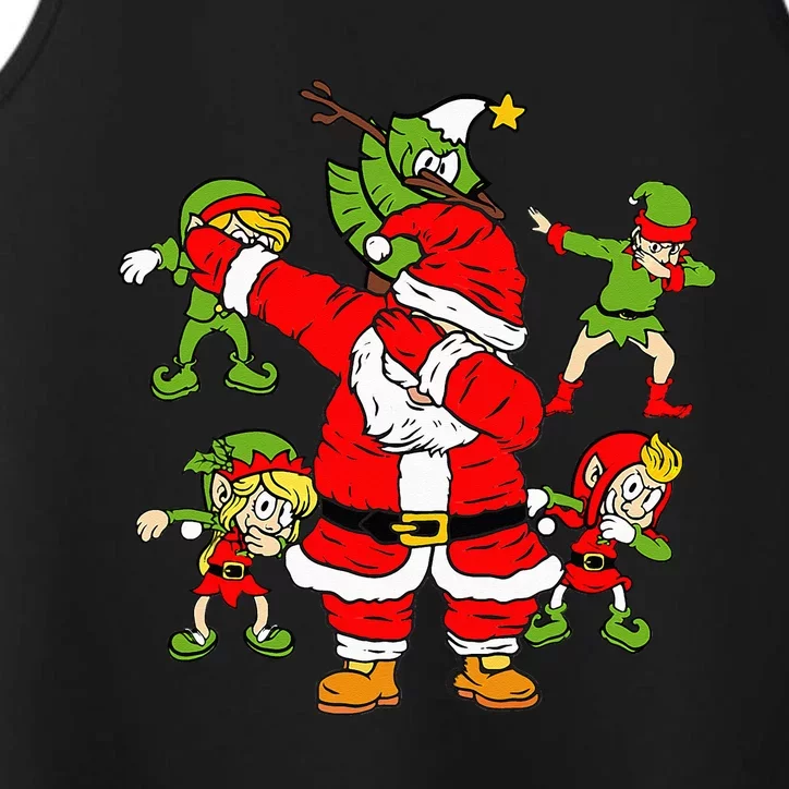 Christmas in July Santa Claus Dab Elf tree Dabbing Santa Performance Tank