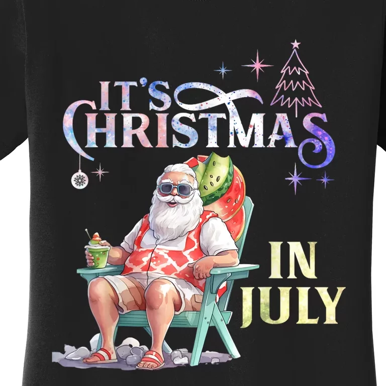 Christmas In July Santa Beach Summer Float Xmas Funny Women's T-Shirt