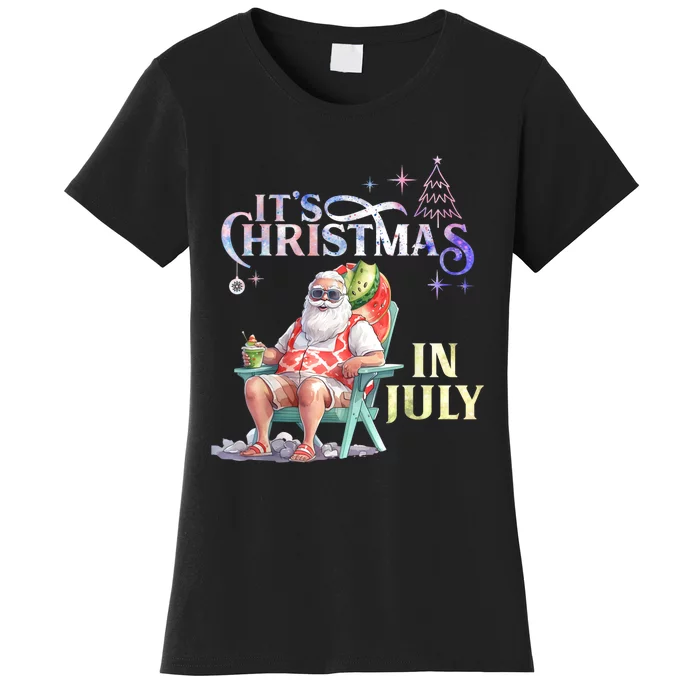 Christmas In July Santa Beach Summer Float Xmas Funny Women's T-Shirt