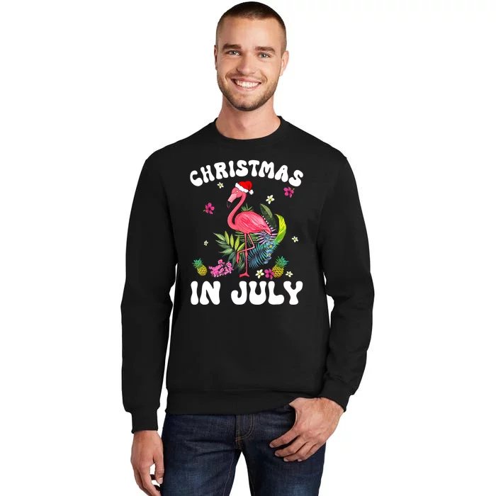 Christmas In July For Women Pink Flamingo Pink Women Sweatshirt