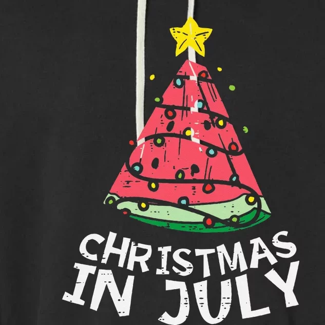 Christmas In July Watermelon Xmas Tree Summer Garment-Dyed Fleece Hoodie