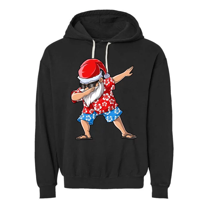 Christmas In July Dabbing Santa Hawaiian Xmas Dab Garment-Dyed Fleece Hoodie