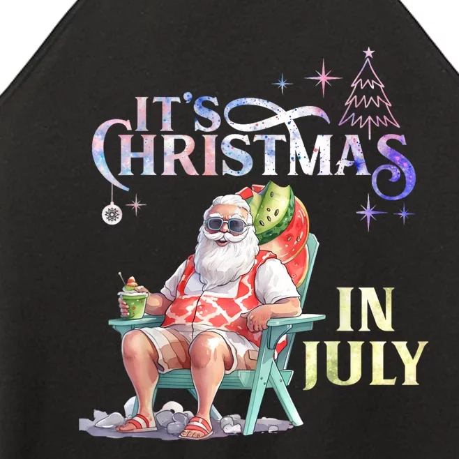 Christmas In July Santa Beach Summer Float Xmas Funny Women’s Perfect Tri Rocker Tank