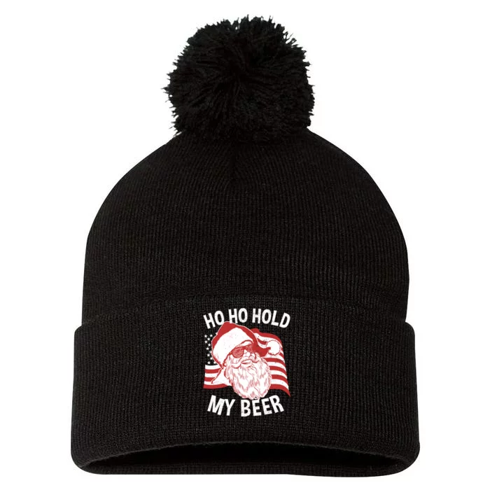 Christmas In July Funny | Santa Ho Ho Hold My Beer Pom Pom 12in Knit Beanie