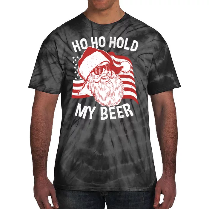 Christmas In July Funny | Santa Ho Ho Hold My Beer Tie-Dye T-Shirt