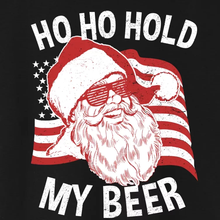 Christmas In July Funny | Santa Ho Ho Hold My Beer Women's Crop Top Tee