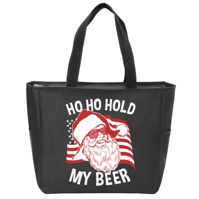 Christmas In July Funny | Santa Ho Ho Hold My Beer Zip Tote Bag