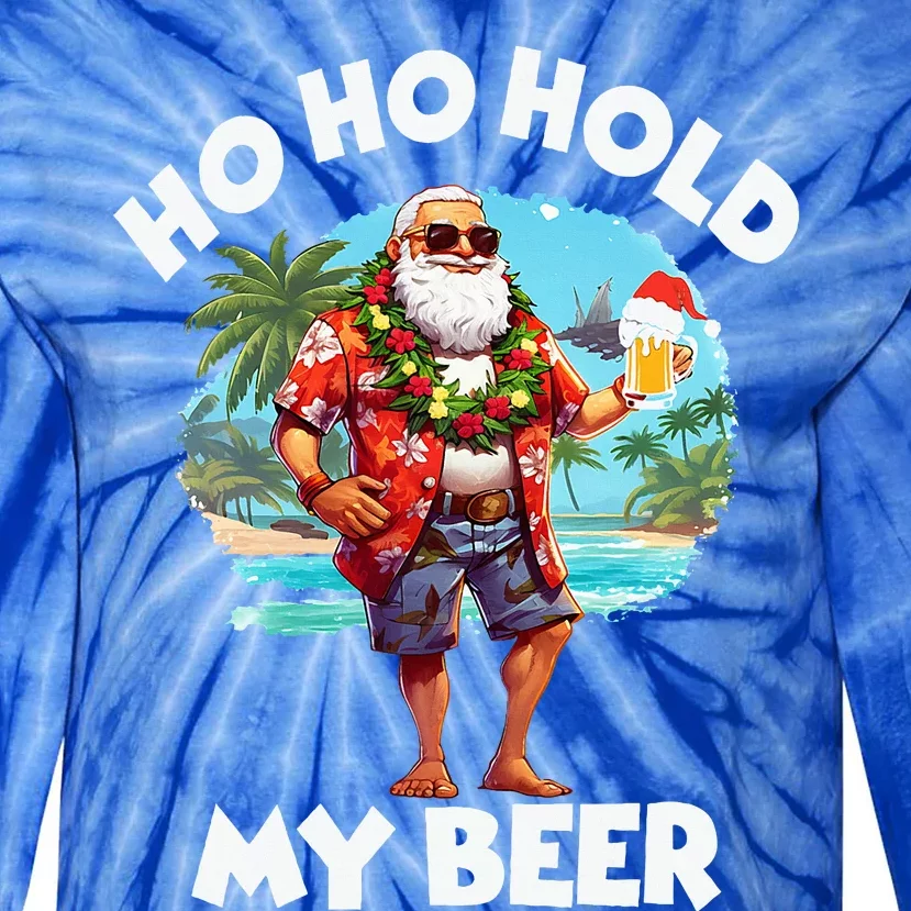 Christmas In July Summer Santa Sunglasses Tie-Dye Long Sleeve Shirt