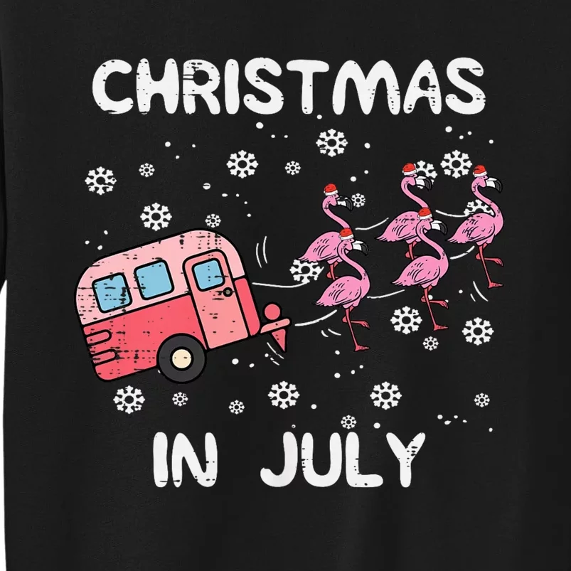 Christmas In July Flamingo Trailer Summer Xmas Camp Camper Tall Sweatshirt