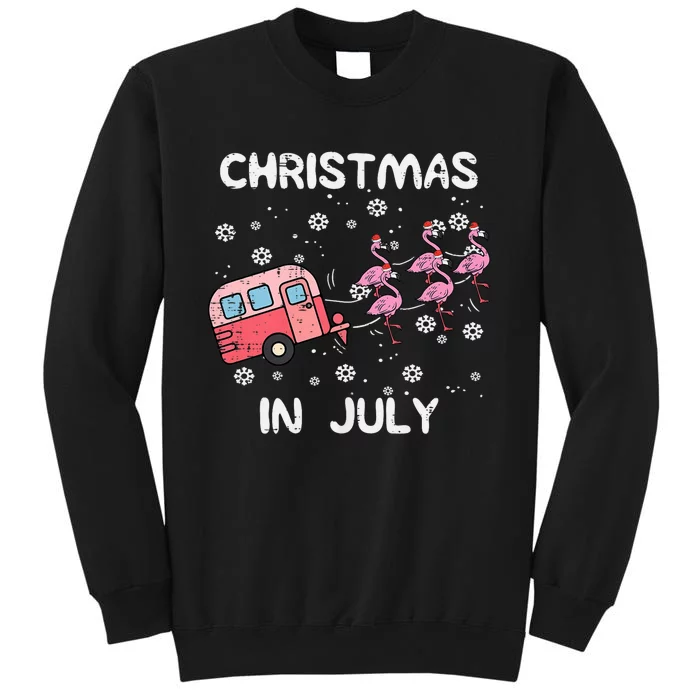 Christmas In July Flamingo Trailer Summer Xmas Camp Camper Tall Sweatshirt