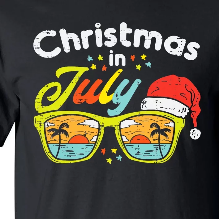 Christmas In July Sunglasses Santa Beach Summer Summer Xmas Tall T-Shirt