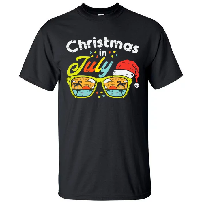 Christmas In July Sunglasses Santa Beach Summer Summer Xmas Tall T-Shirt