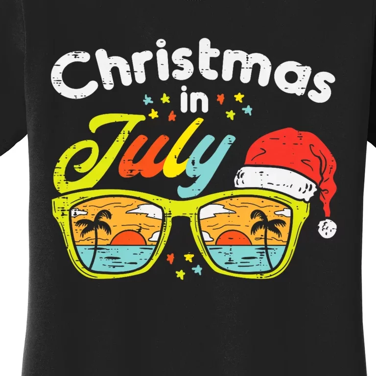 Christmas In July Sunglasses Santa Beach Summer Summer Xmas Women's T-Shirt