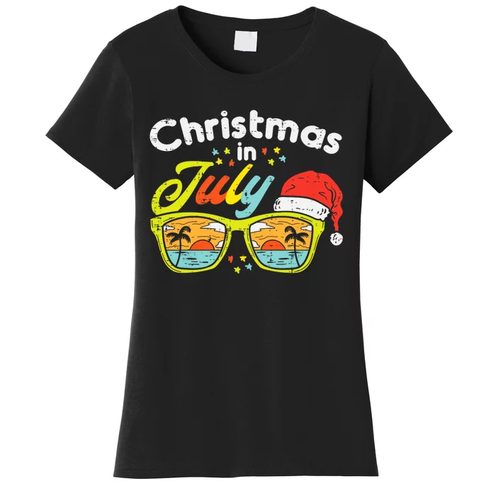 Christmas In July Sunglasses Santa Beach Summer Summer Xmas Women's T-Shirt