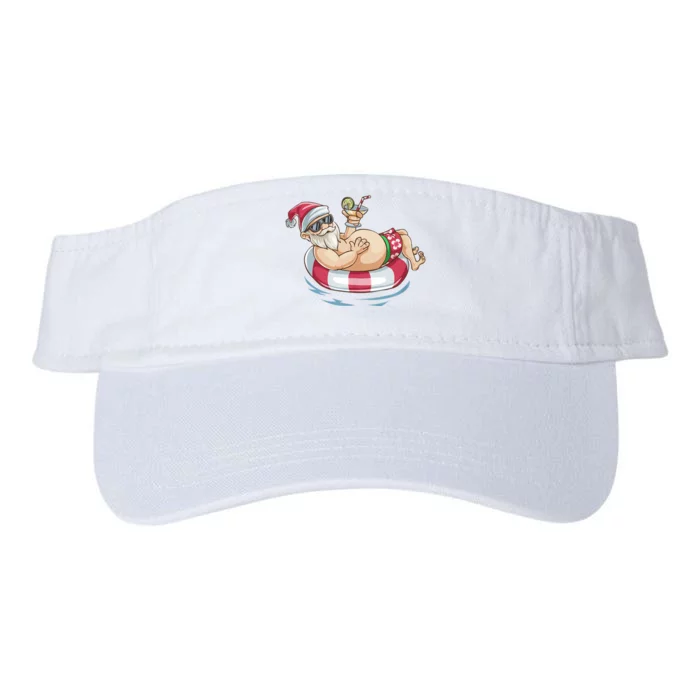 Christmas In July Hawaiian Santa Floatie Summer Valucap Bio-Washed Visor