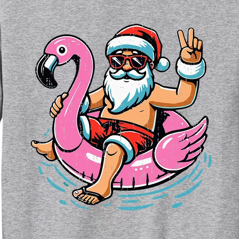 Christmas In July Santa Flamingo Summer Xmas Tall Sweatshirt