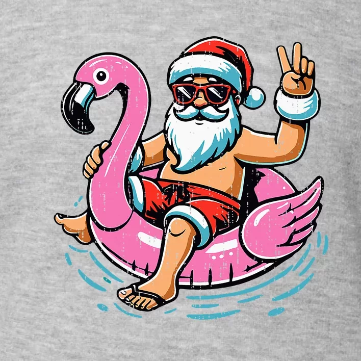 Christmas In July Santa Flamingo Summer Xmas Toddler Sweatshirt