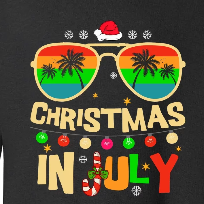 Christmas In July Beach Surf Santa Summer Tree Toddler Sweatshirt