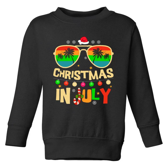 Christmas In July Beach Surf Santa Summer Tree Toddler Sweatshirt