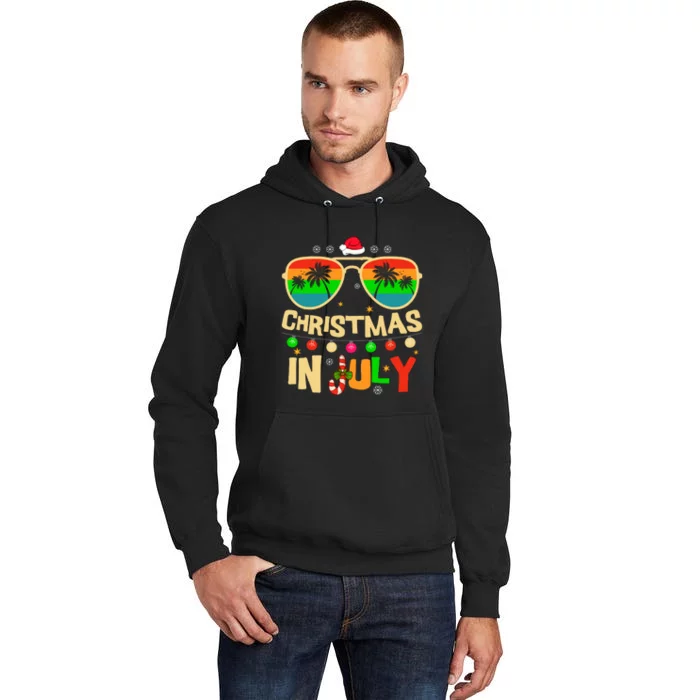 Christmas In July Beach Surf Santa Summer Tree Tall Hoodie