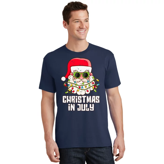 christmas in july santa hat sunglasses beach summer T-Shirt