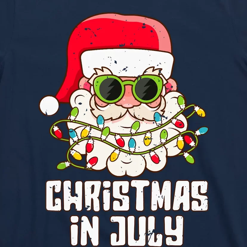 christmas in july santa hat sunglasses beach summer T-Shirt