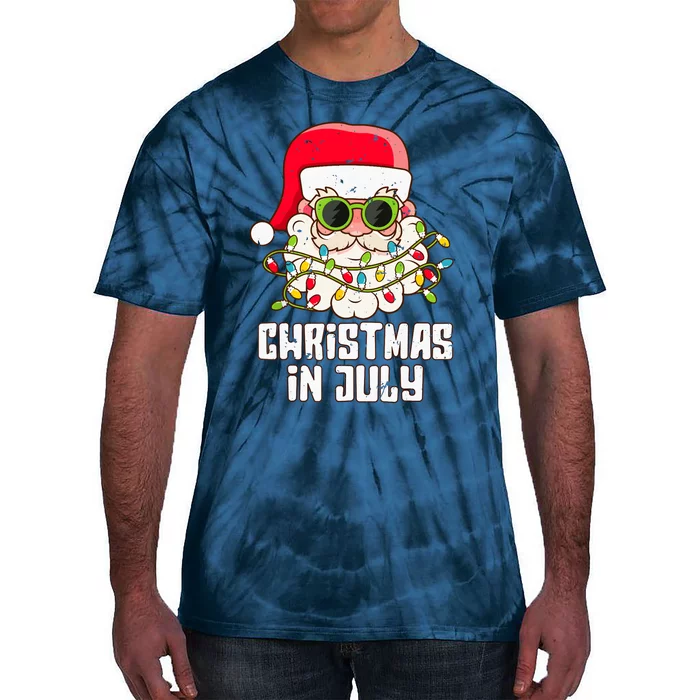 christmas in july santa hat sunglasses beach summer Tie-Dye T-Shirt