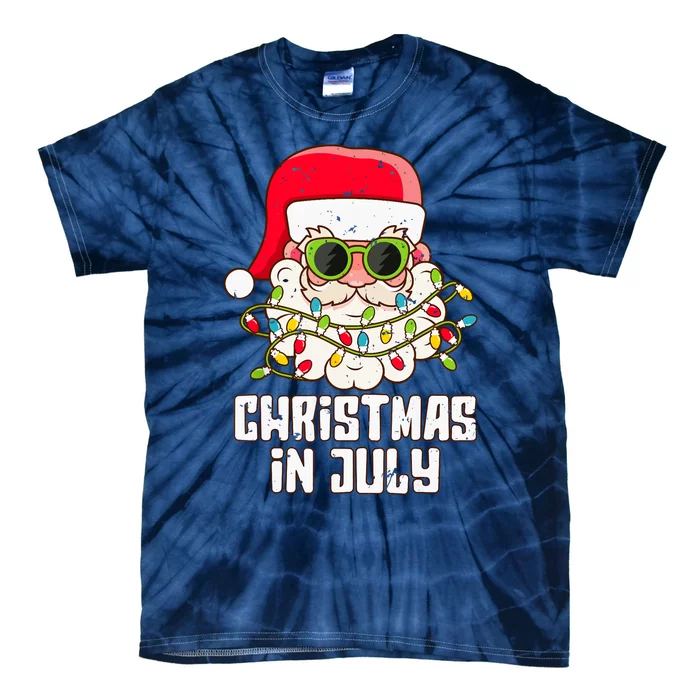 christmas in july santa hat sunglasses beach summer Tie-Dye T-Shirt